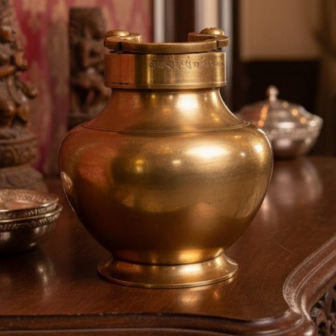 1975 Antique Brass Gangajal Kalash | Classic Spouted Water Vessel