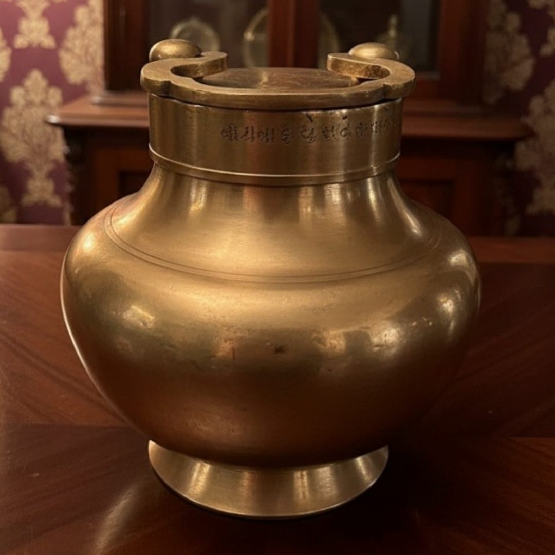 1975 Antique Brass Gangajal Kalash | Classic Spouted Water Vessel