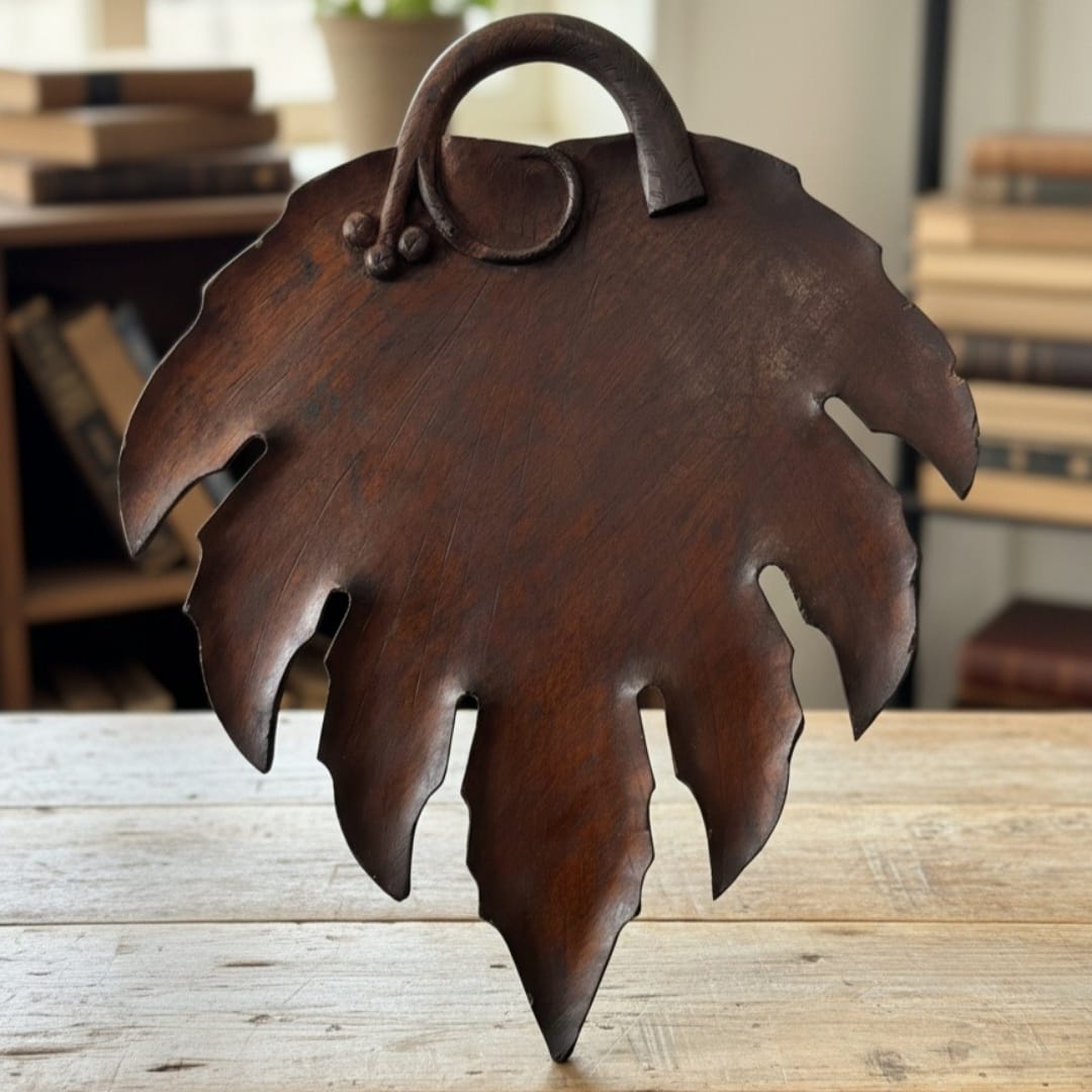 1978 Antique Brass Teakwood Tray | Elegant Mixed-Material Serving Essential