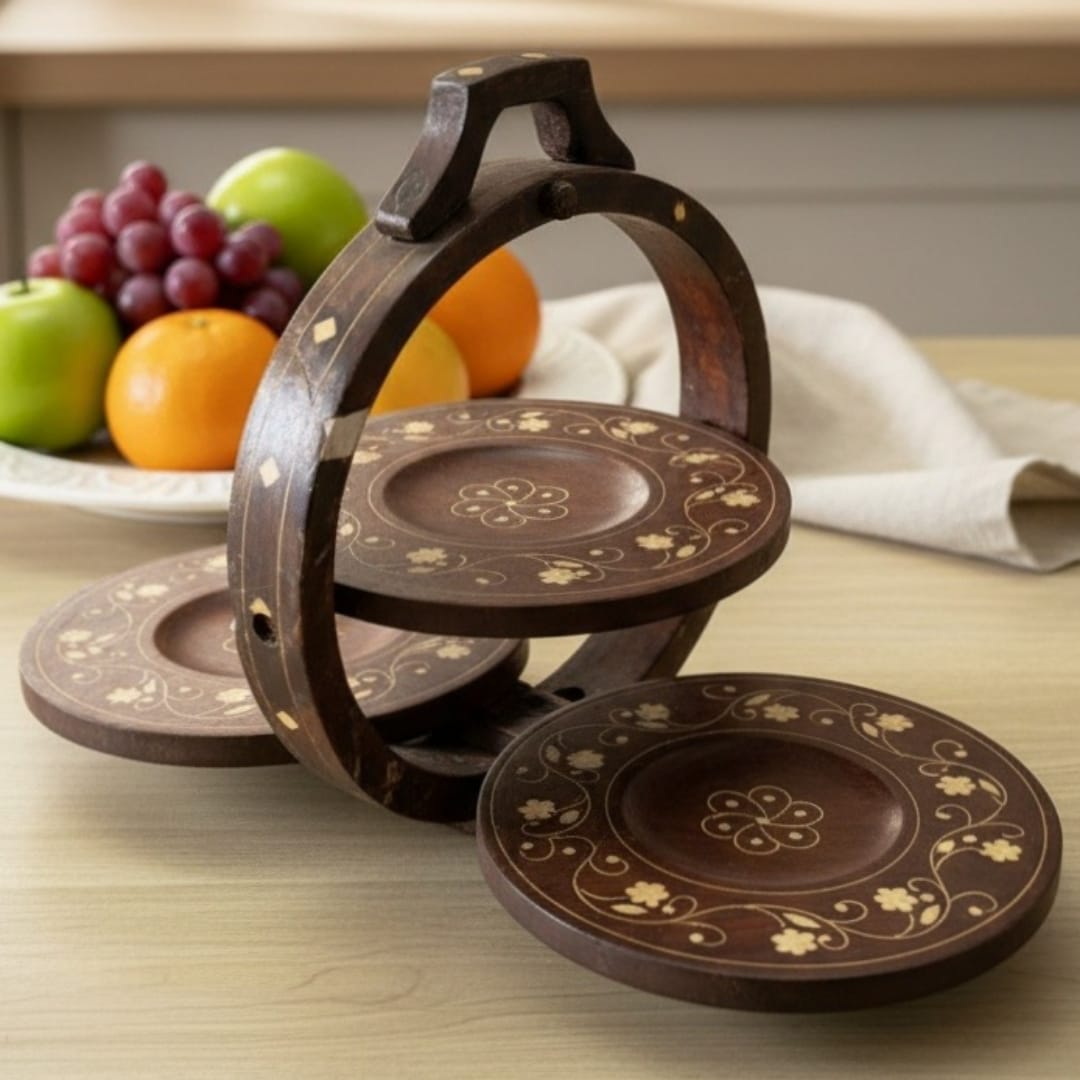1974 Antique Wooden Folding Cake Stand | Versatile Tiered Server
