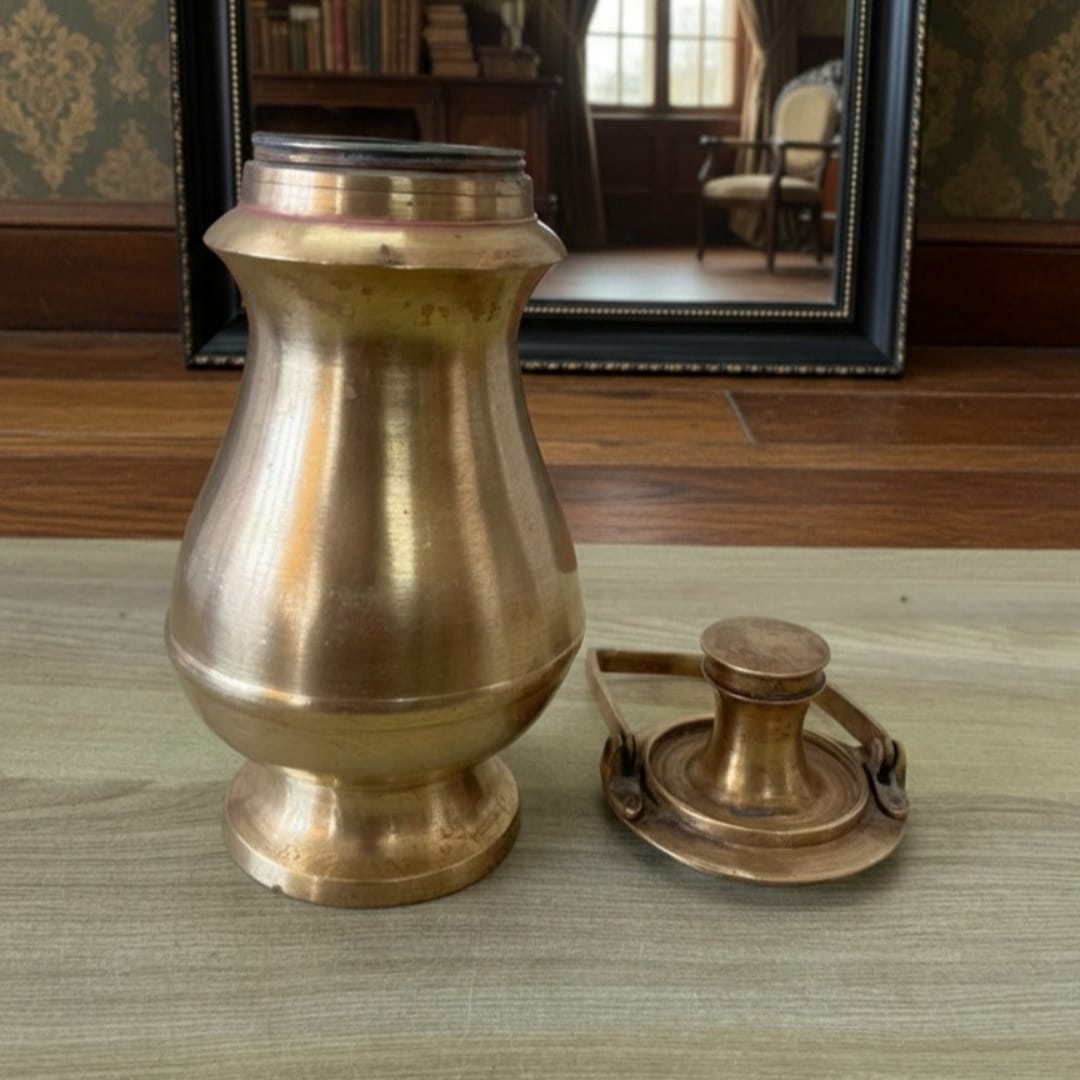 1982 Antique Brass Water Bottle | Traditional Flask