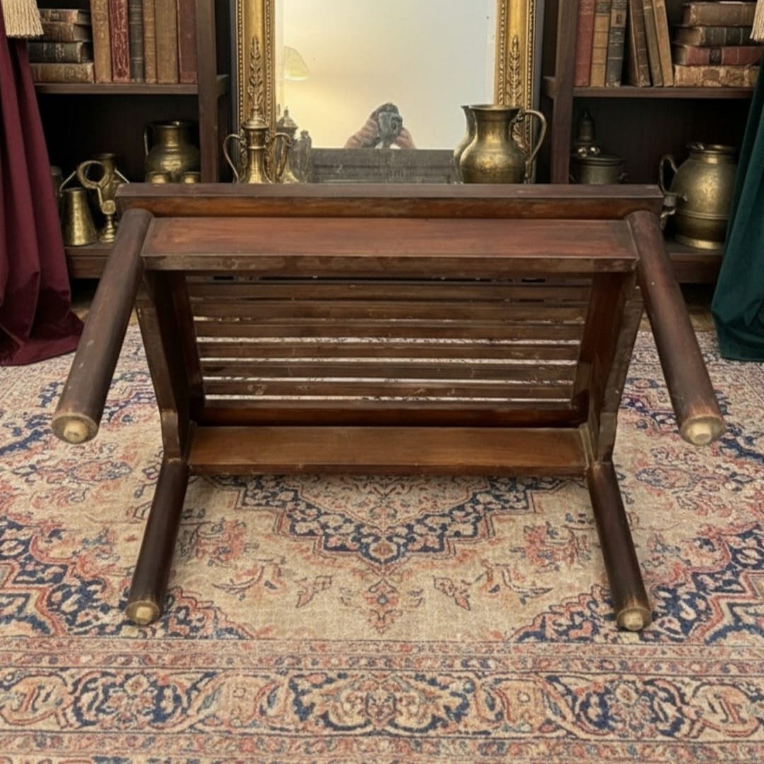 1979 Antique Teakwood Table | Rustic Side Table