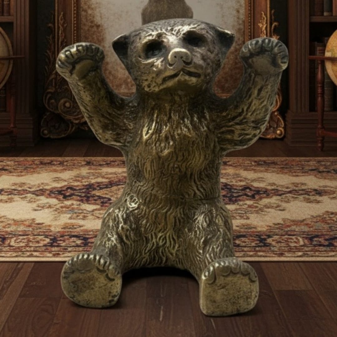 1983 Antique Brass Heavy Panda | Detailed Animal Figurine