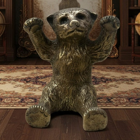 1983 Antique Brass Heavy Panda | Detailed Animal Figurine