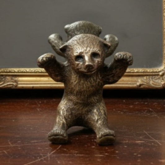 1983 Antique Brass Heavy Panda | Detailed Animal Figurine