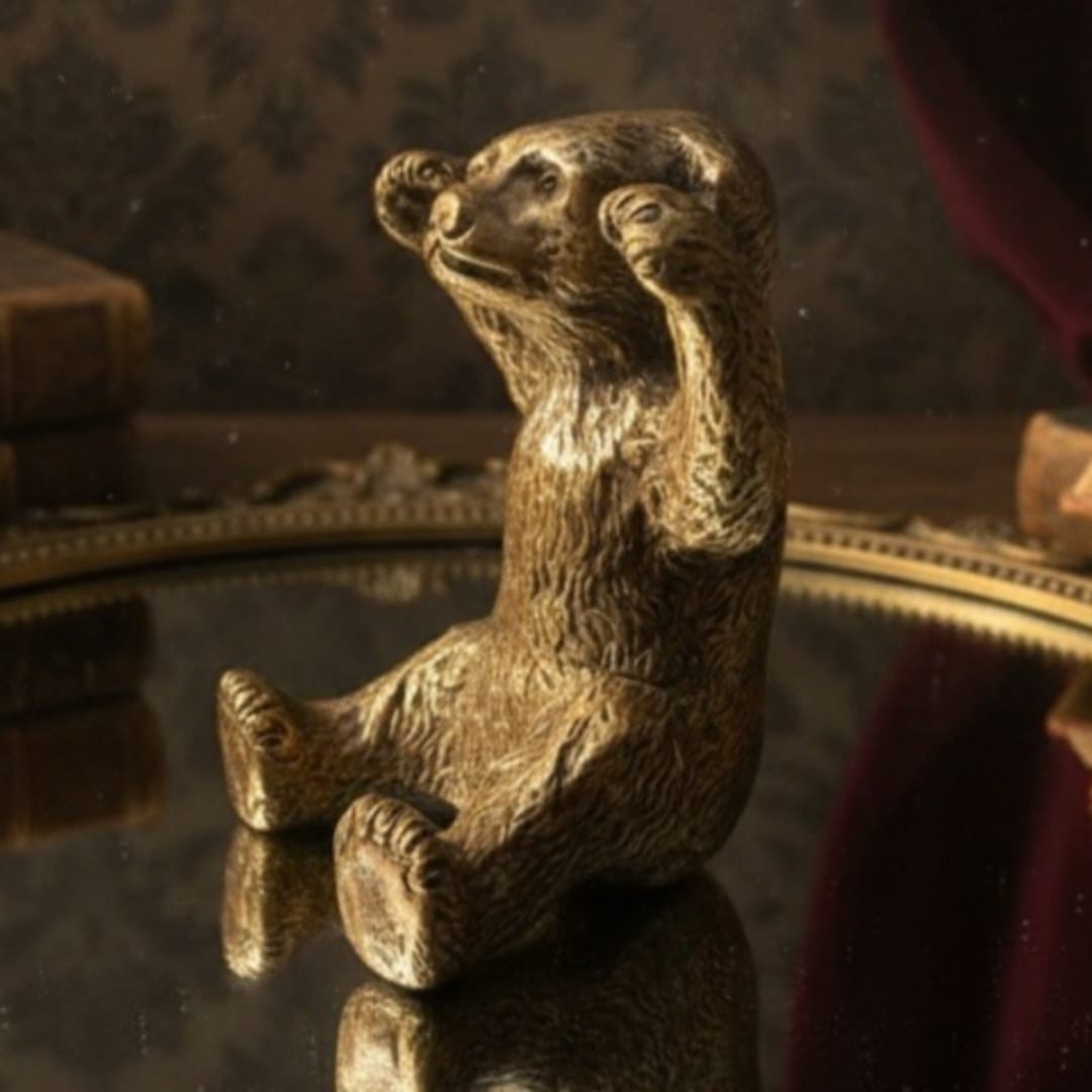 1983 Antique Brass Heavy Panda | Detailed Animal Figurine