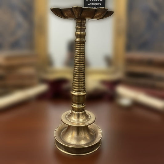 1984 Antique Brass Samay Diya | Traditional South Indian Oil Lamp