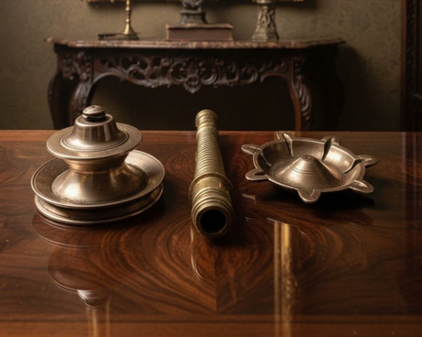 1984 Antique Brass Samay Diya | Traditional South Indian Oil Lamp