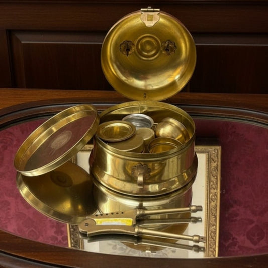 1978 Antique Brass Paan Dabba | Round Betel Storage Box