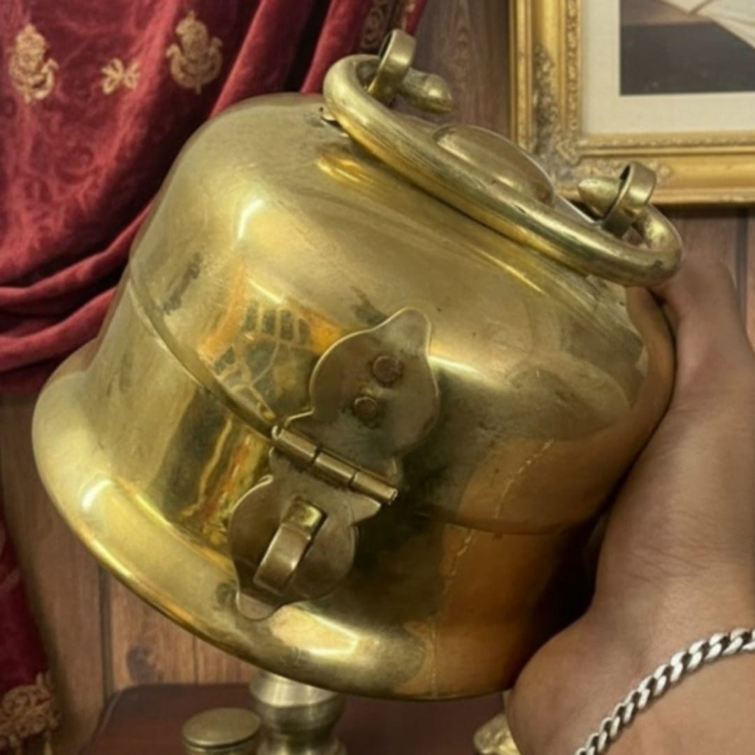 1978 Antique Brass Paan Dabba | Round Betel Storage Box