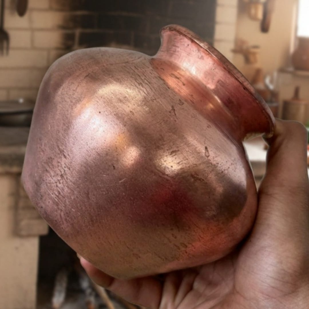 1982 Antique Copper Kalash | Classic Rounded Copper Water Vessel