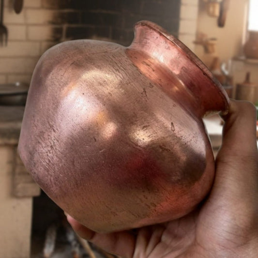 1982 Antique Copper Kalash | Classic Rounded Copper Water Vessel