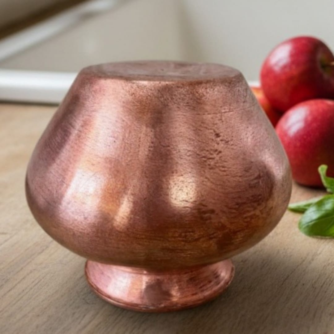 1982 Antique Copper Kalash | Classic Rounded Copper Water Vessel