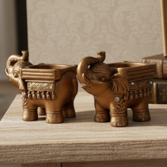 1996 Antique Terracotta Elephant Decor (Pair) | Charming Decorative Accents