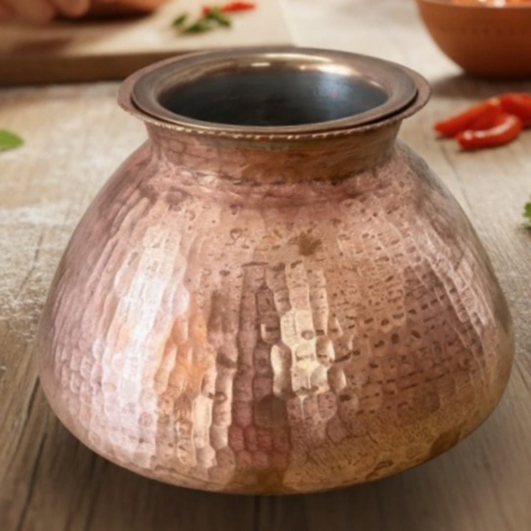 1978 Antique Copper Kalash with Brass Pyala | Classic Copper & Brass Table Accent