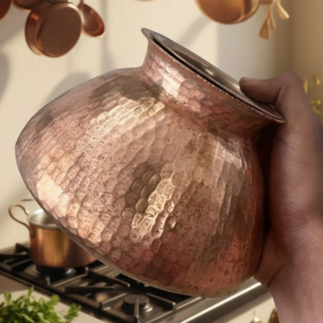 1978 Antique Copper Kalash with Brass Pyala | Classic Copper & Brass Table Accent