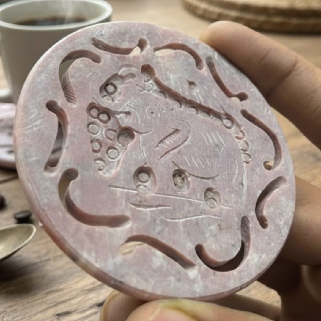 1991 Antique Stone Coasters | Elegant Natural Stone Table Accents