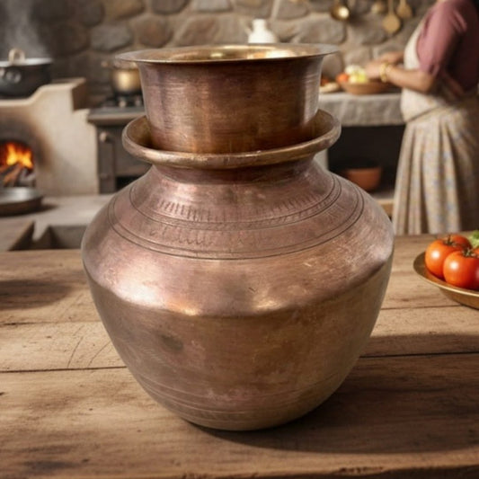 1980 Antique Brass Kalash with Brass Pyala | Classic Brass Kalash Set