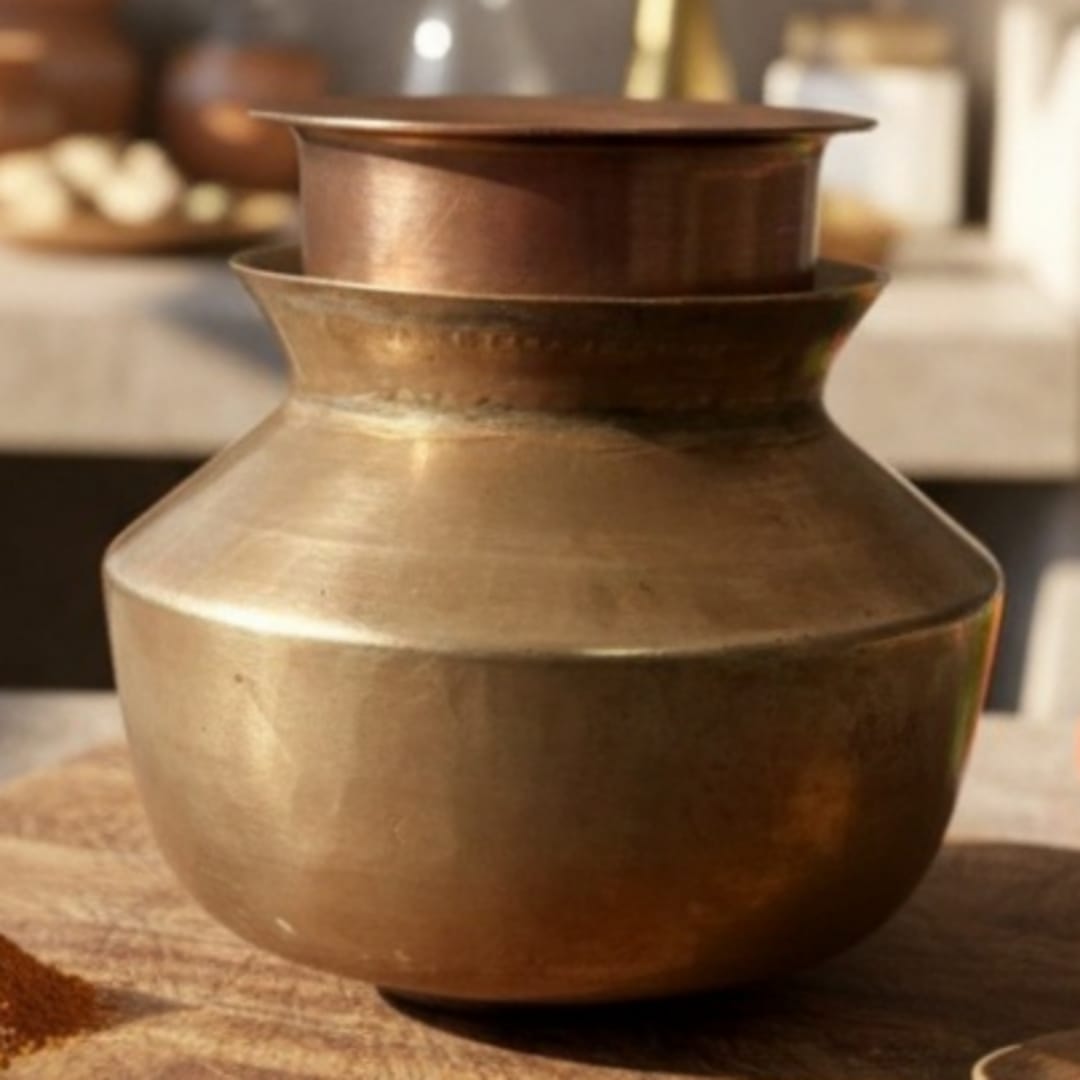 1978 Antique Brass Kalash with Brass Pyala | Classic Brass Kalash Set