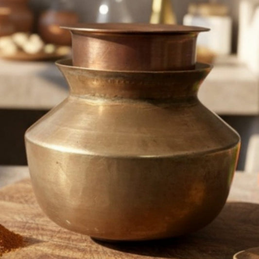 1978 Antique Brass Kalash with Brass Pyala | Classic Brass Kalash Set