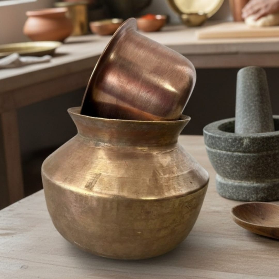 1978 Antique Brass Kalash with Brass Pyala | Classic Brass Kalash Set