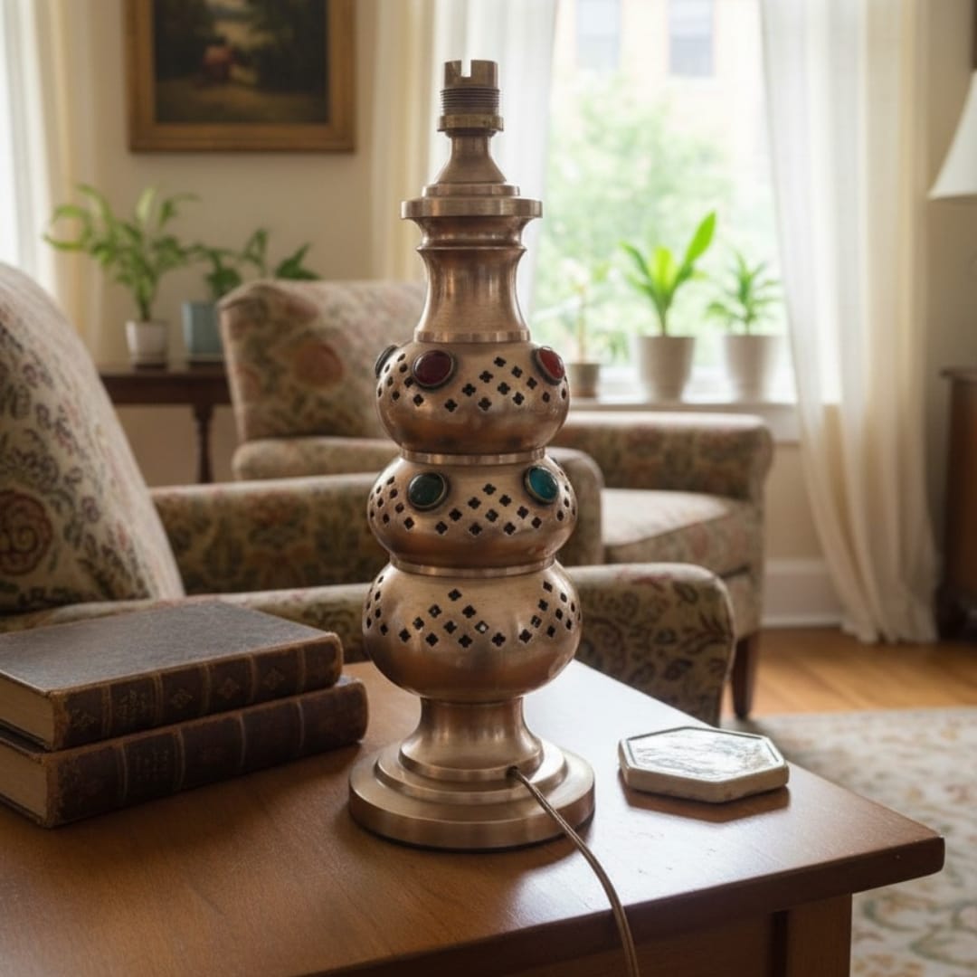 1988 Antique Brass Lamp | Traditional Brass Lighting Accent