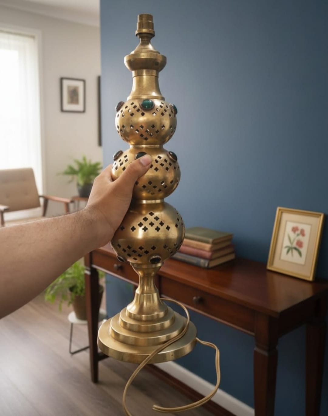 1988 Antique Brass Lamp | Traditional Brass Lighting Accent