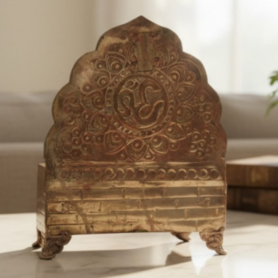 1988 Antique Brass Small Singhasan | Decorative Brass Display Stand