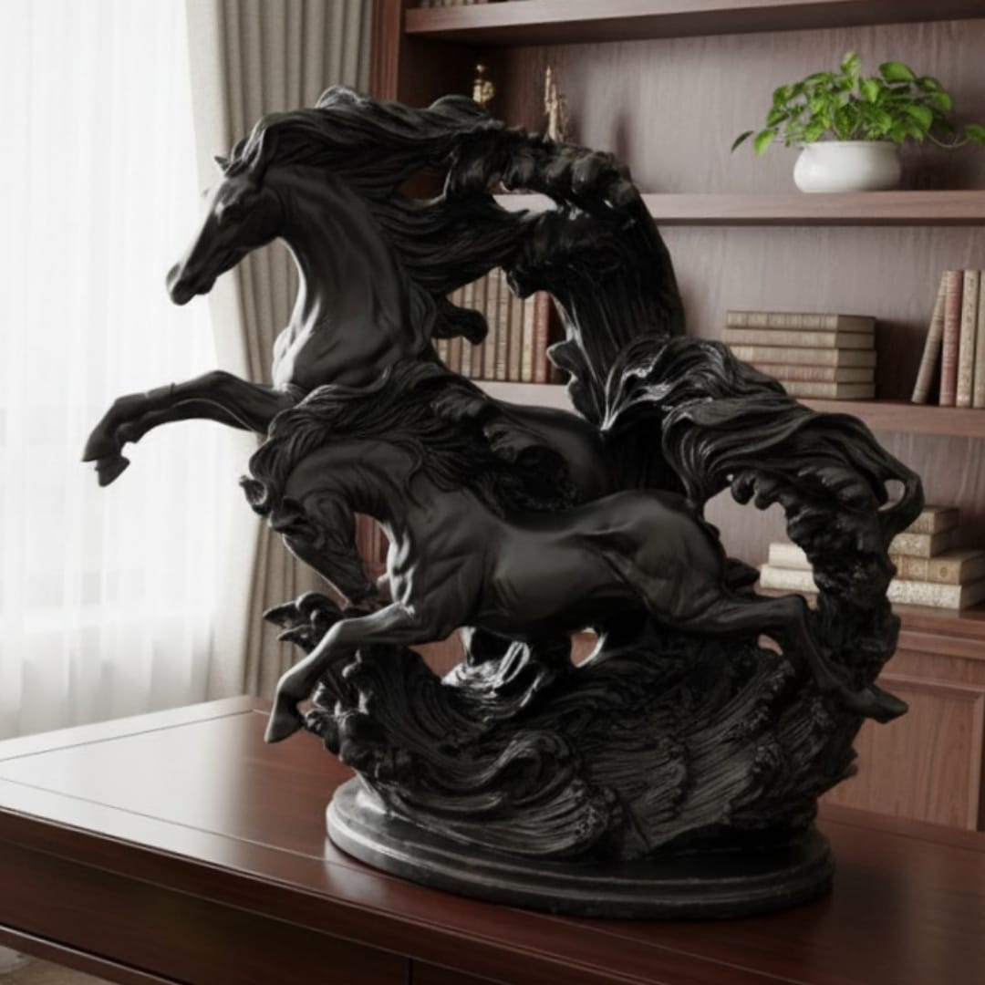 1991 Antique Resin Art Horse Sculpture | Large Decorative Floor Accent