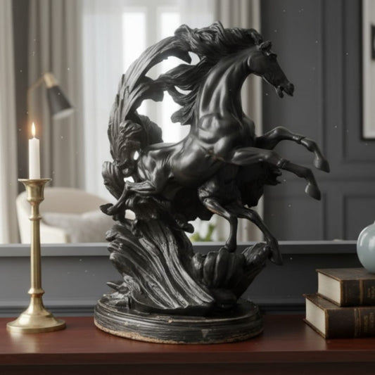 1991 Antique Resin Art Horse Sculpture | Large Decorative Floor Accent