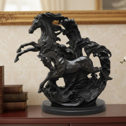 1991 Antique Resin Art Horse Sculpture | Large Decorative Floor Accent