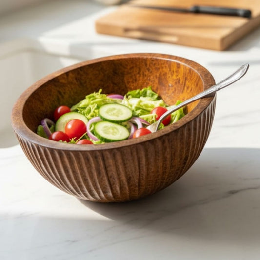 1988 Antique Rosewood Bowls Pair | Solid Wooden Serving & Storage Bowls