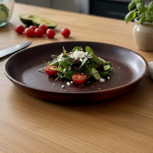 1982 Big Antique Rosewood Plate | Solid Wooden Serving Platter