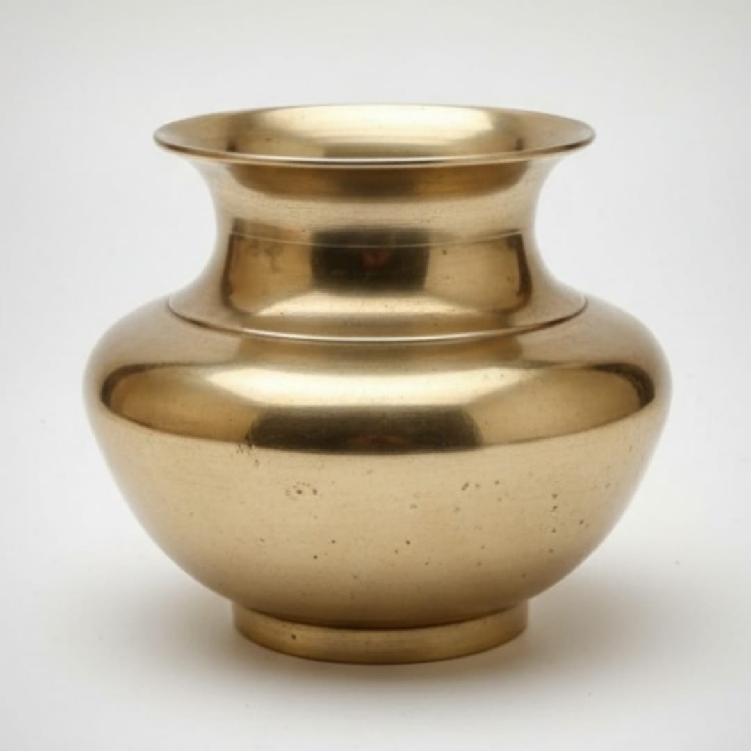 1976 Antique Brass and Bronze Kalash in Pair | Coordinated Dual-Tone Decorative Vessels - Bombay Antiques