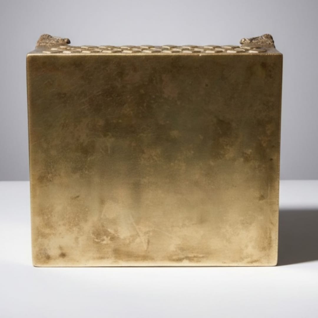 1978 Antique Brass Big Chowki | Raised Rectangular Platform Stand - Bombay Antiques