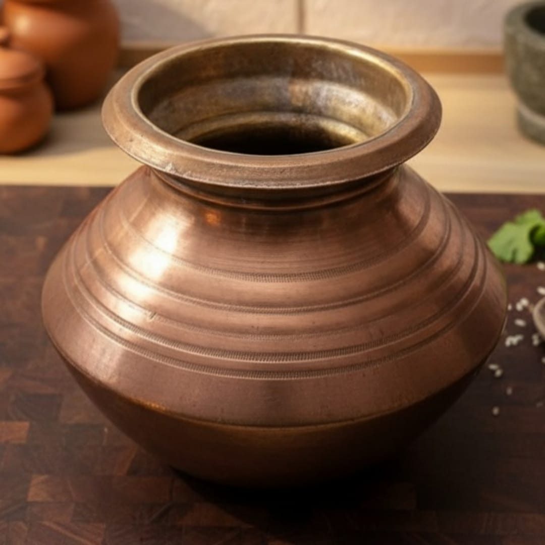 1978 Antique Brass South Indian Pot | Rounded 4 Litre Water Vessel - Bombay Antiques