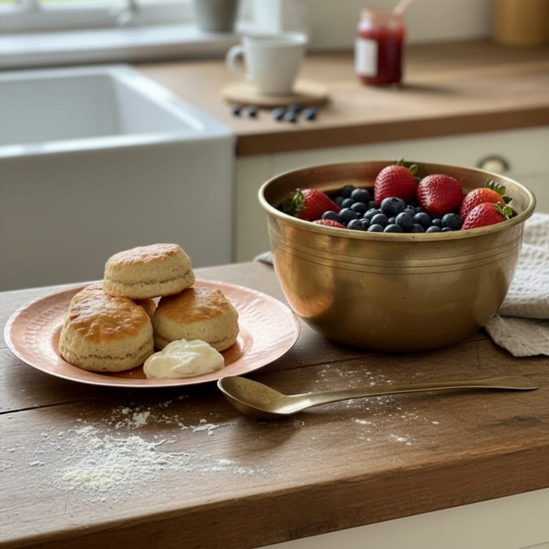 1976 Antique Bronze Cooking Bowl with Lid & Spoon | Compact 500 ml Covered Cookware