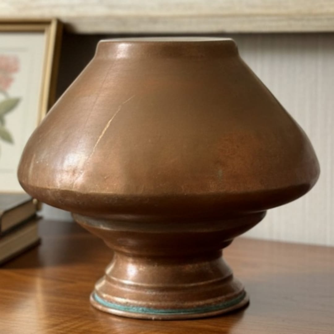 1990 Antique Copper Kalash | Rounded 1 Litre Utility Vessel