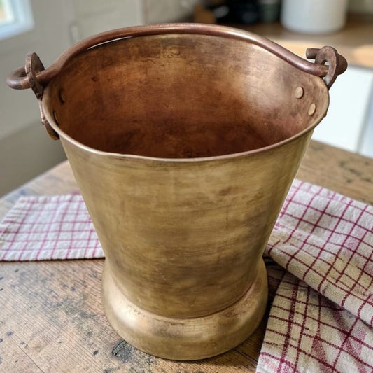 1986 Antique Brass Bucket | Traditional Brass Water Vessel - Bombay Antiques