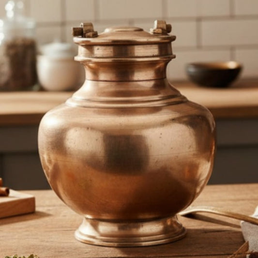 1982 Antique Gangajal Kalash | Large Metal Water Vessel - Bombay Antiques