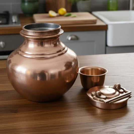 1982 Antique Gangajal Kalash | Large Metal Water Vessel - Bombay Antiques