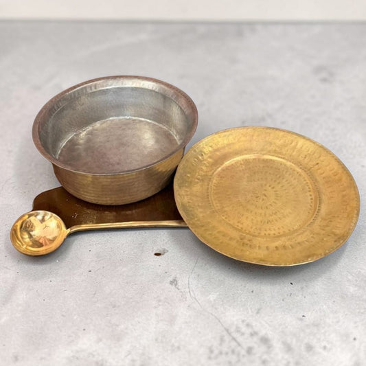1987 Antique Brass Langadi / Biryani Deg with Lid and Ladle | Large Brass Cooking & Serving Pot - Bombay Antiques