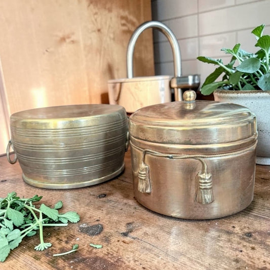 1985 Antique Brass Planter with Storage Box | Decorative Brass Planter Set - Bombay Antiques