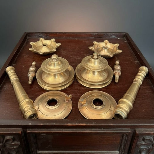 1989 Antique Brass Samay in Pair | Tall Brass Decorative Lamps - Bombay Antiques