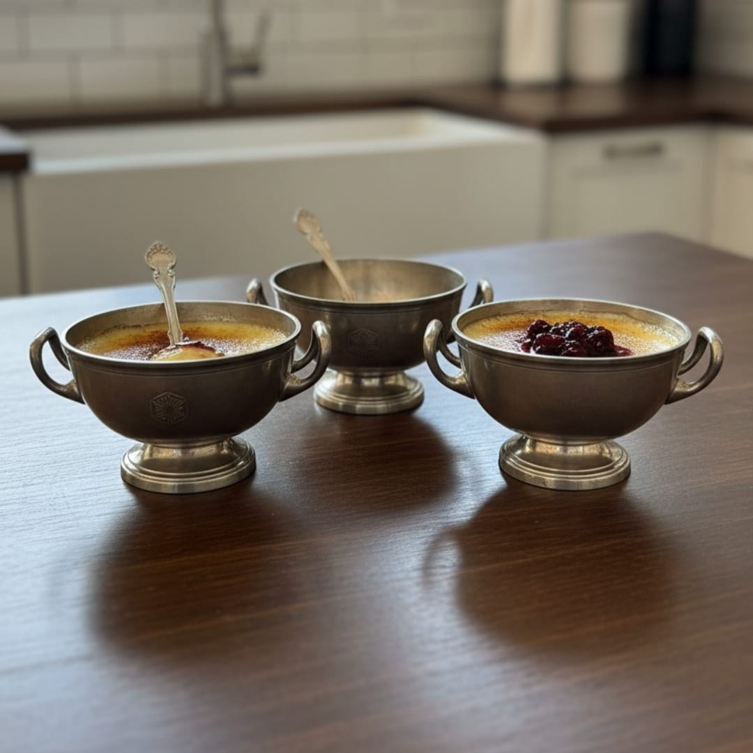 1985 Antique Brass Bowls Set of 3 with Spoons | Decorative Brass Serving Set - Bombay Antiques