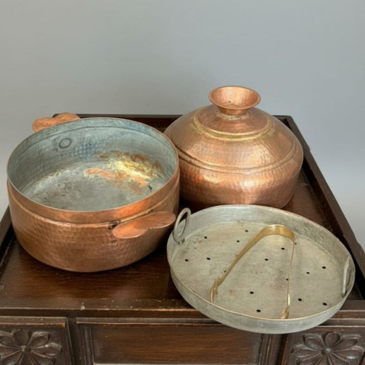 1975 Antique Copper Modak Patra | Traditional Copper Cooking Vessel - Bombay Antiques