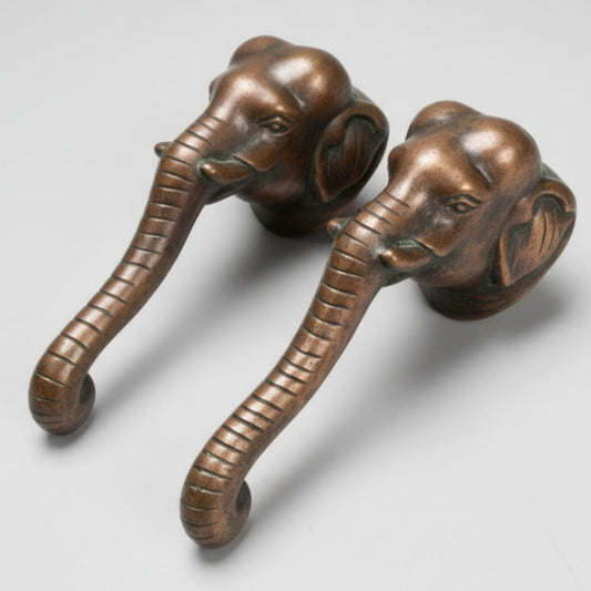 1974 Antique Brass Elephant Wall Hanging Decor in Pair | Decorative Brass Wall Accents