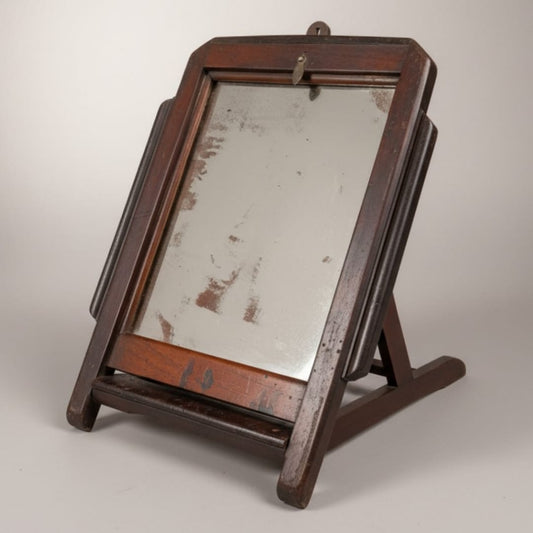 1972 Antique Teakwood Foldable Makeup Mirror | Wooden Table Mirror