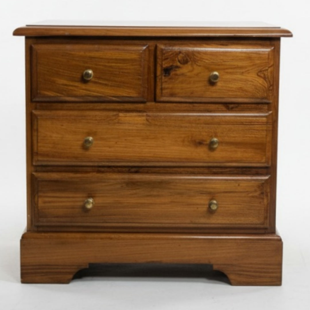1995 Antique Teakwood Bedside Table | Compact Storage Side Table - Bombay Antiques