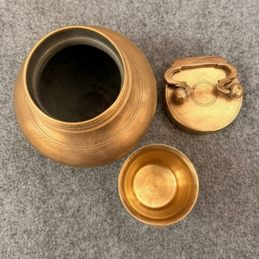 1975 Antique Brass Gangajal Kalash | Decorative Brass Storage Vessel